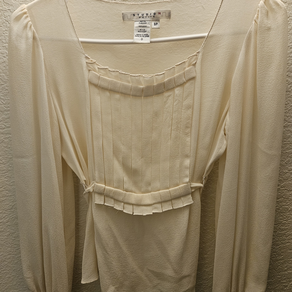 Studio M Cream Pleated Front Blouse